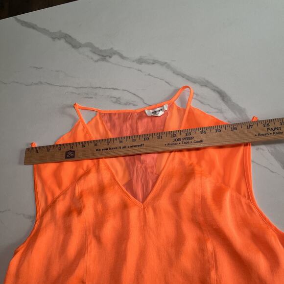HELMUT LANG Silk Blend Layered Sleeveless Dress Orange Chroma Drape Womens 8 EUC - Picture 3 of 12
